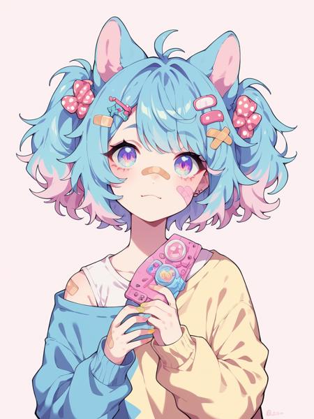 05882-2125332504-score_9, score_8_up, score_7_up, score_6_up,  _lora_p4st3lg0r3XLP_1_ p4st3lg0r3, 1girl, pastel,animal ears, bandaid, hair orname.png